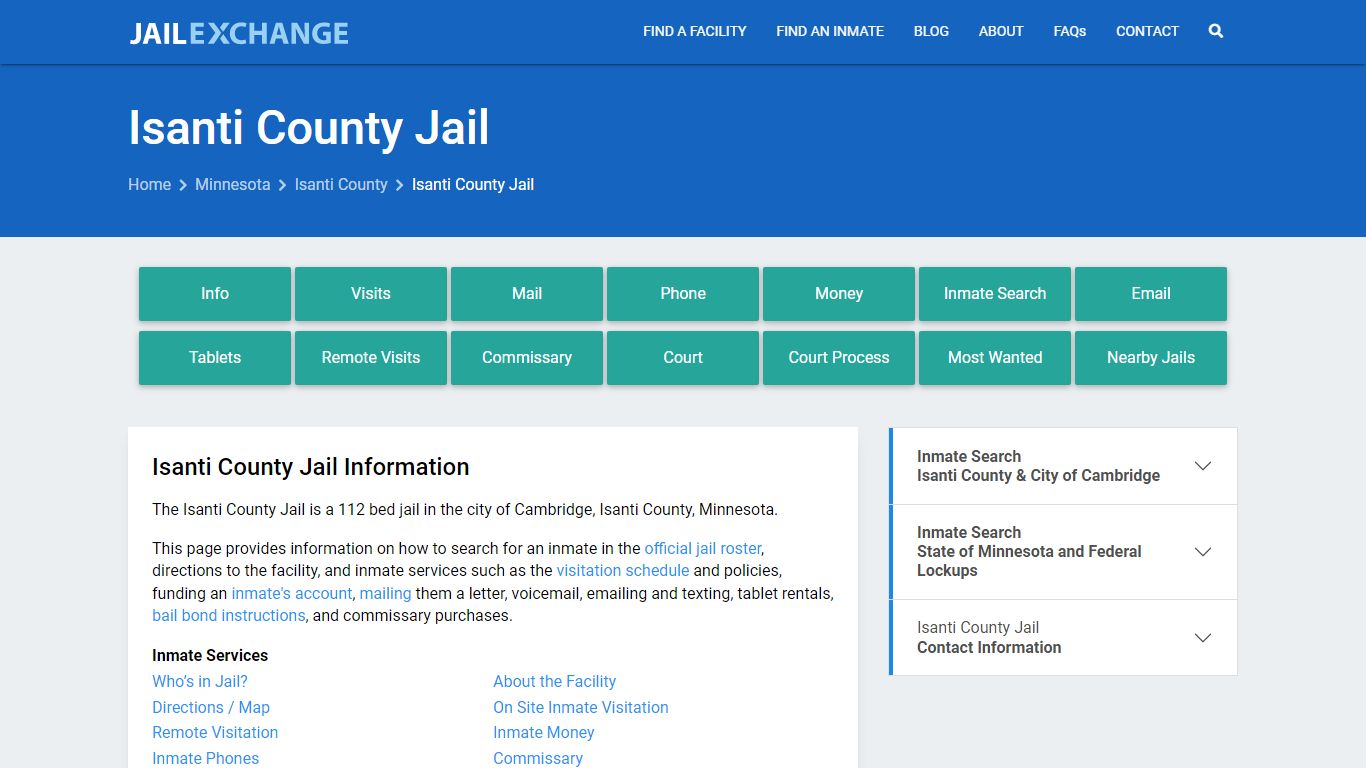Isanti County Jail, MN Inmate Search, Information